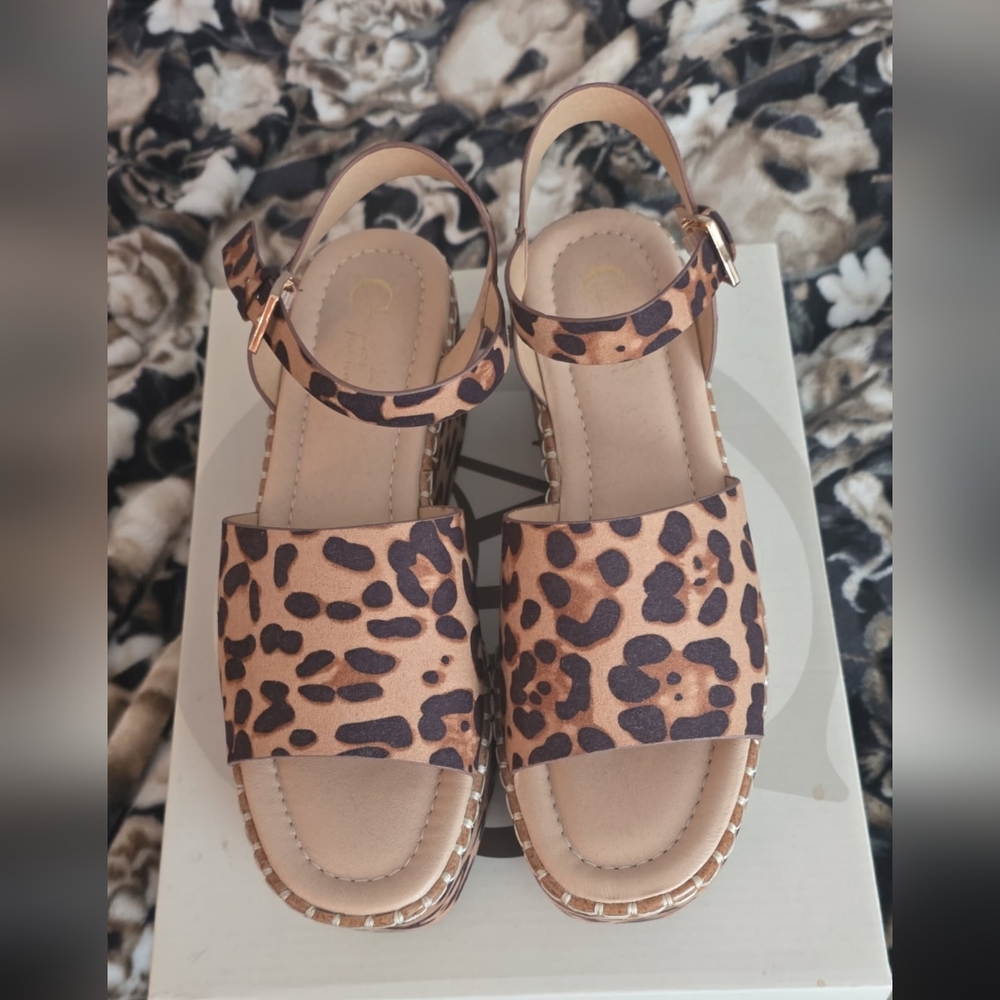 Cato Brown Leopard Platform Sandals - NEW - Size 6.5 M